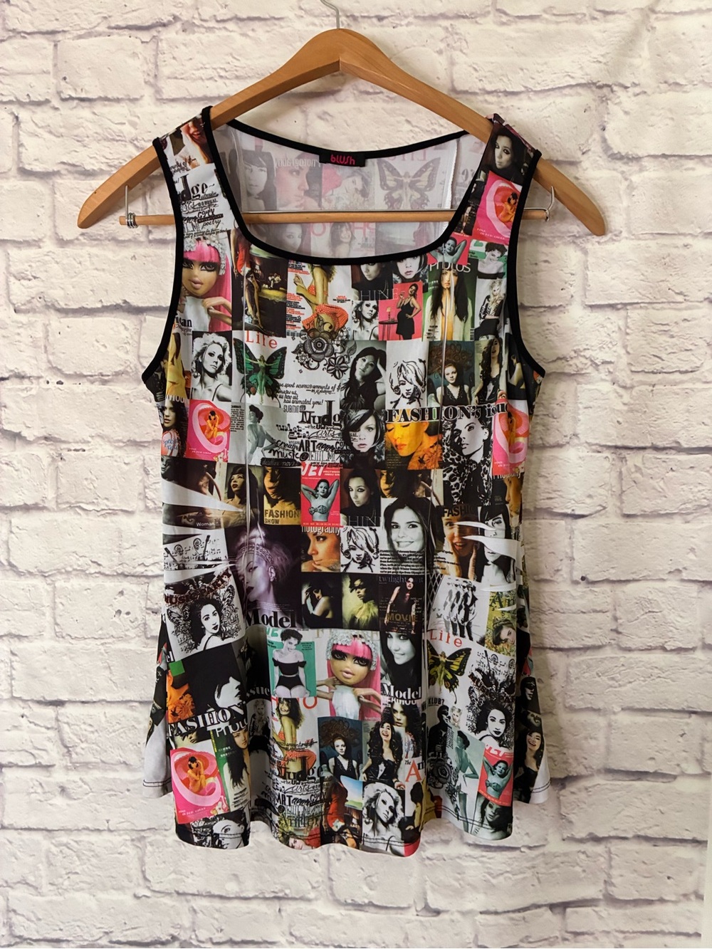 Blush Graphic Collage Sleeveless Y2K 2000s Magazine Tank Top - Medium